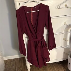 Elegant Burgundy Wrap Dress